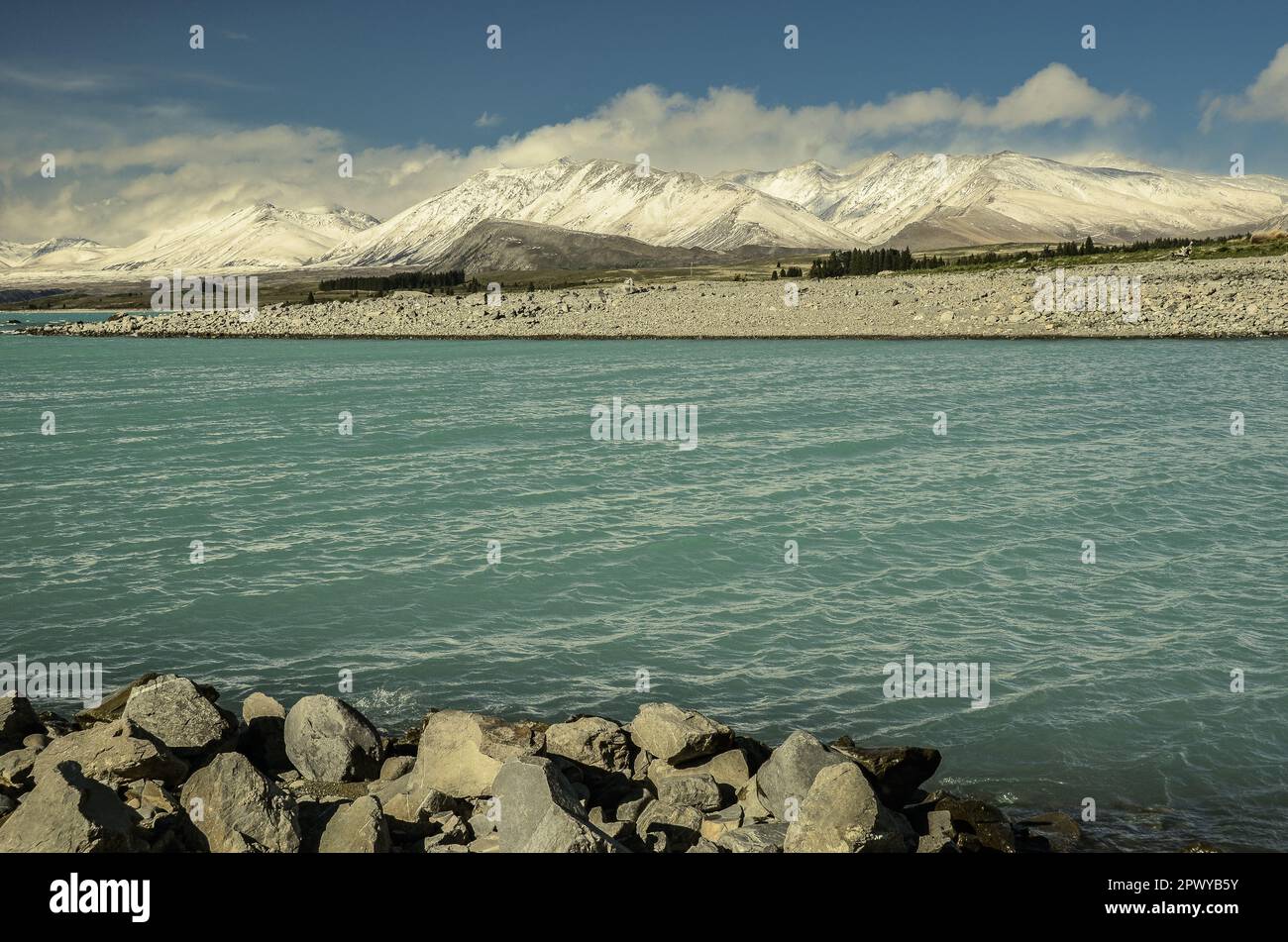 Mount Cook Range on South Island in New Zealand Stock Photo