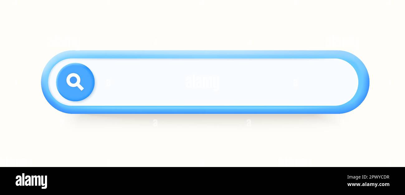Blue blank 3d search bar on white background. Search bar design element ...