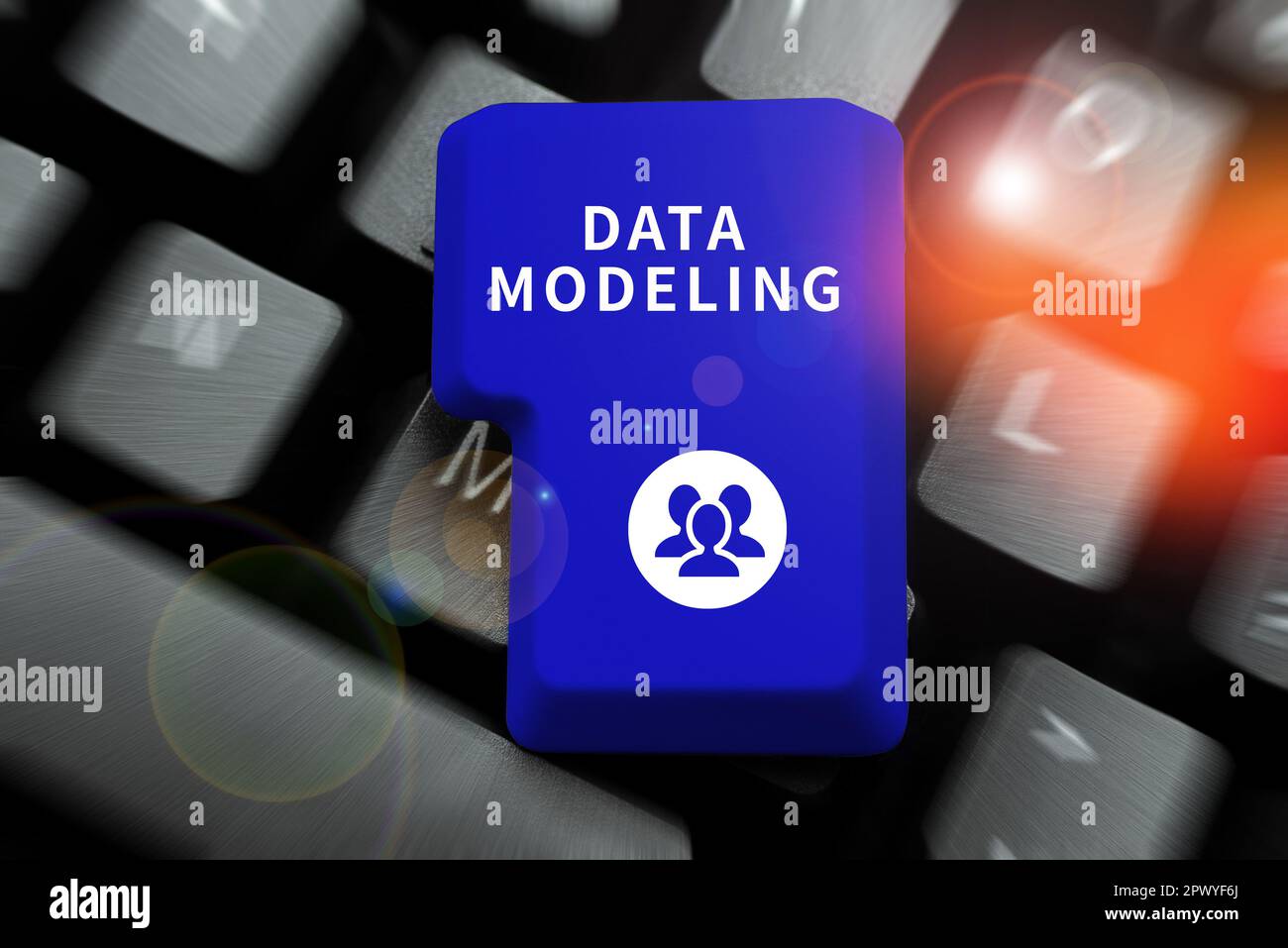 Conceptual caption Data Modeling, Business showcase process of transferring data between data storage systems Stock Photo