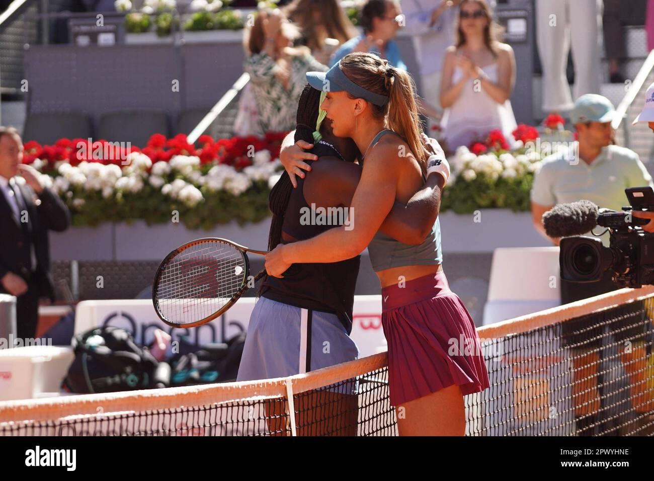 Madrid, Spain. 29th Apr, 2023. Paula Badosa vs Coco Gauff at the Masters Series Mutua Madrid
