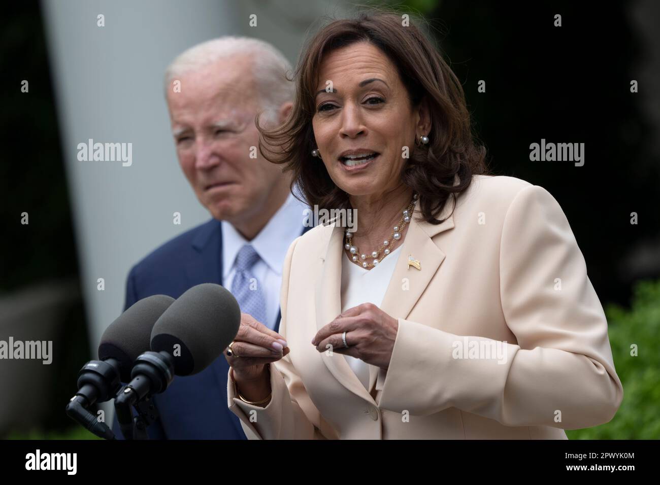 United States Vice President Kamala Harris makes remarks on National