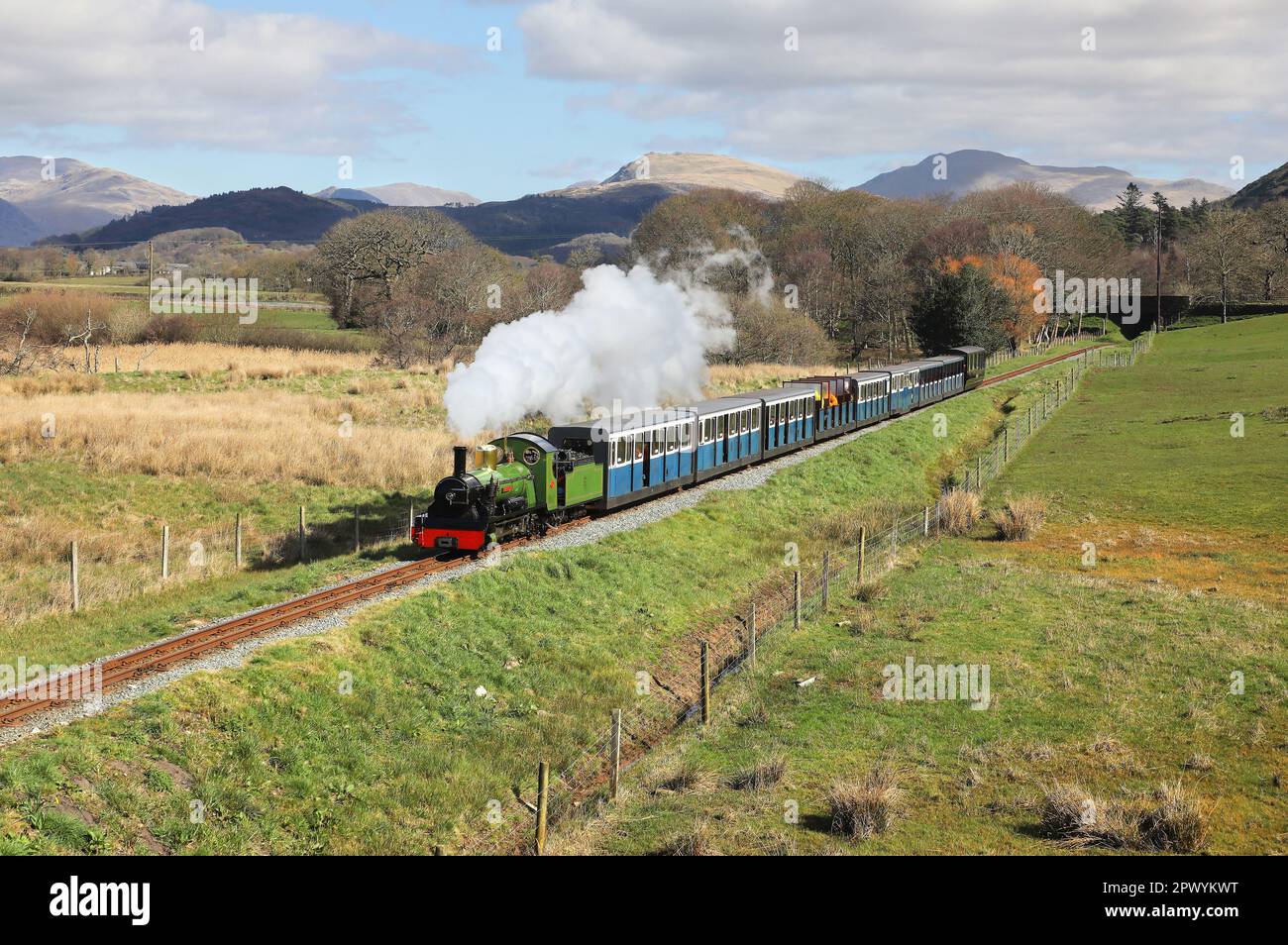 'River Irt' heads away from Muncaster Mill and heads for Ravenglass on 27.3.23. Stock Photo