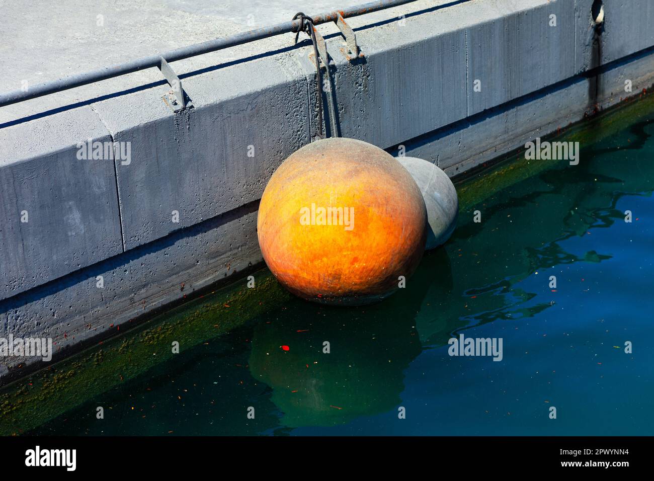 Dock fenders for boats . Mooring nautical bumpers Stock Photo Alamy