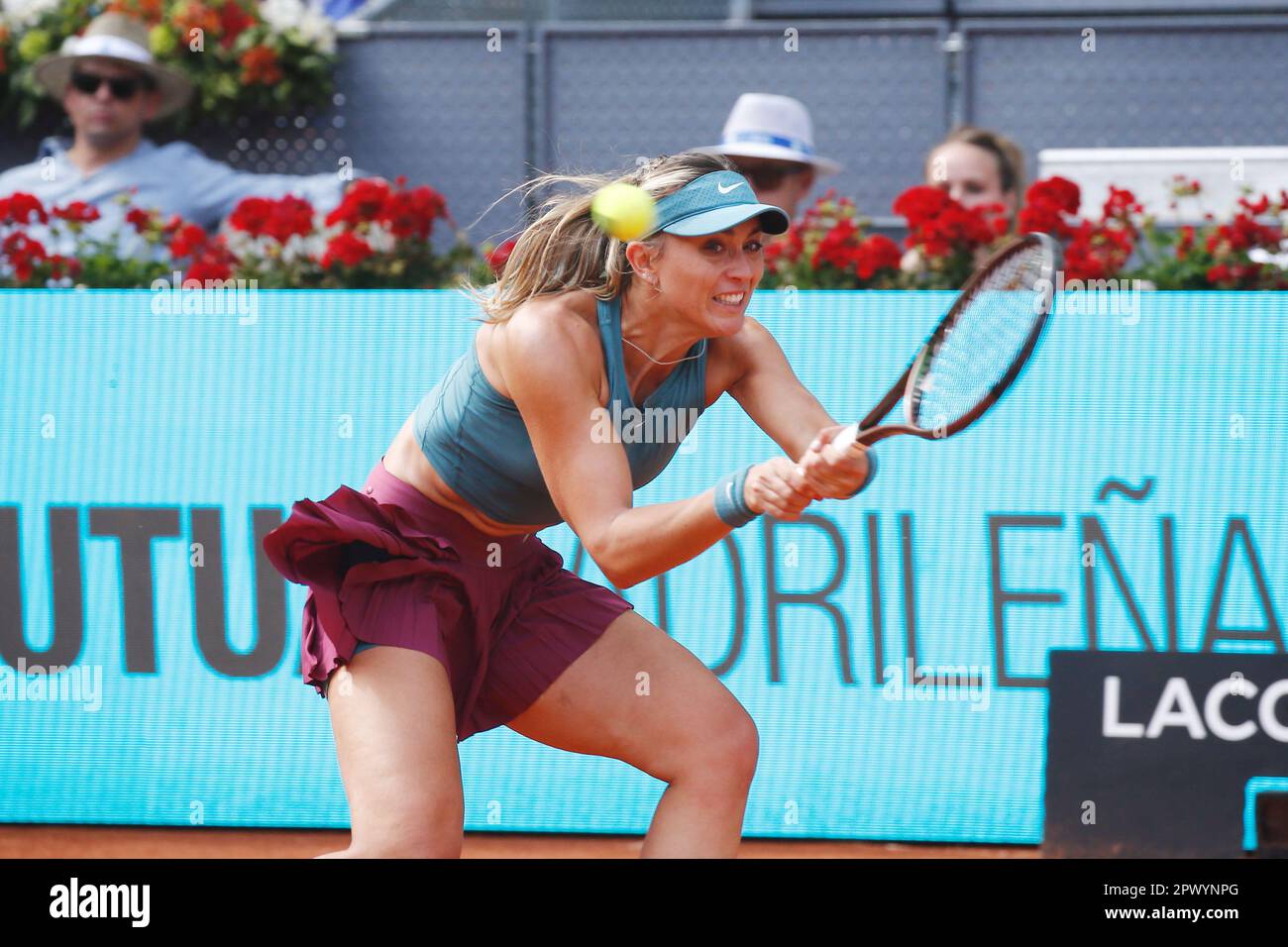 Madrid, Spain. 1st May, 2023. Paula Badosa (ESP) Tennis : Paula Badosa during singles round of 16 match against Maria Sakkari on the WTA 1000 tournaments Mutua Madrid Open tennis tournament at the Caja Magica in Madrid, Spain . Credit: Mutsu Kawamori/AFLO/Alamy Live News Stock Photo