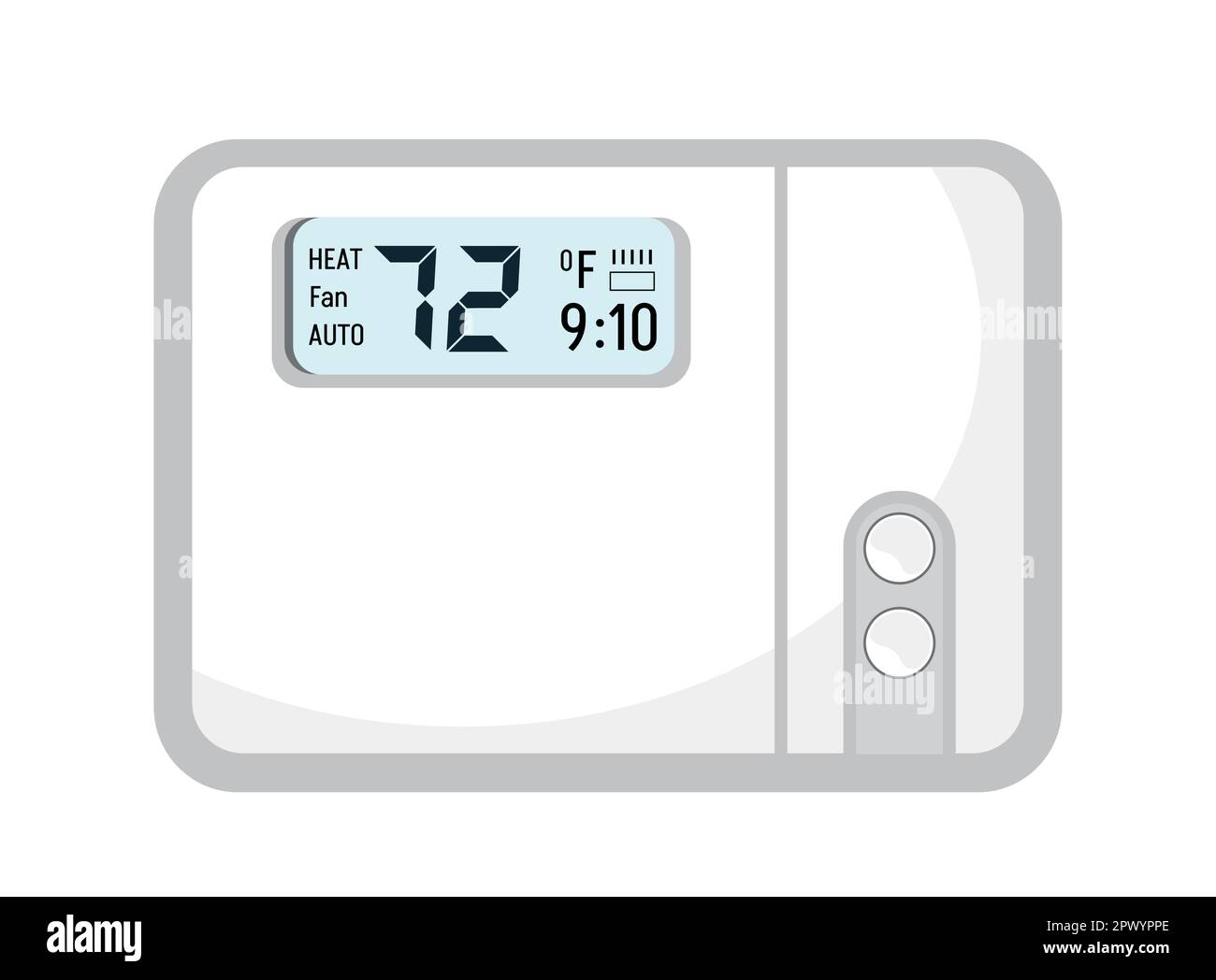 Thermostat vector. Controller with screen for floor, house heating, fan