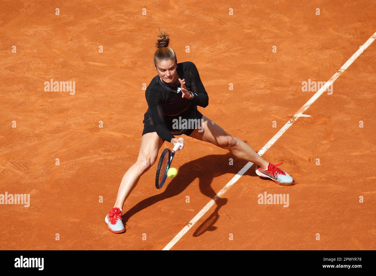 Madrid, Spain. 1st May, 2023. Maria Sakkari (GRE) Tennis : Maria Sakkari during singles round of 16 match against Paula Badosa on the WTA 1000 tournaments Mutua Madrid Open tennis tournament at the Caja Magica in Madrid, Spain . Credit: Mutsu Kawamori/AFLO/Alamy Live News Stock Photo