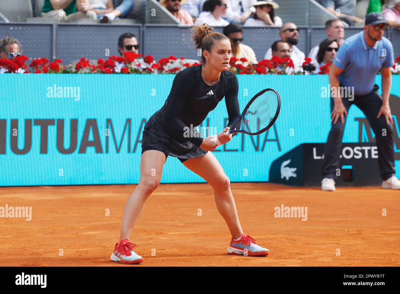 Madrid, Spain. 1st May, 2023. Maria Sakkari (GRE) Tennis : Maria Sakkari during singles round of 16 match against Paula Badosa on the WTA 1000 tournaments Mutua Madrid Open tennis tournament at the Caja Magica in Madrid, Spain . Credit: Mutsu Kawamori/AFLO/Alamy Live News Stock Photo