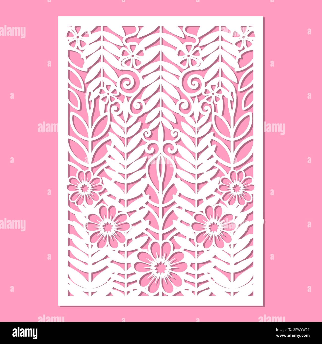 Postcard template with flowers. For laser cutting Vector Stock Vector ...