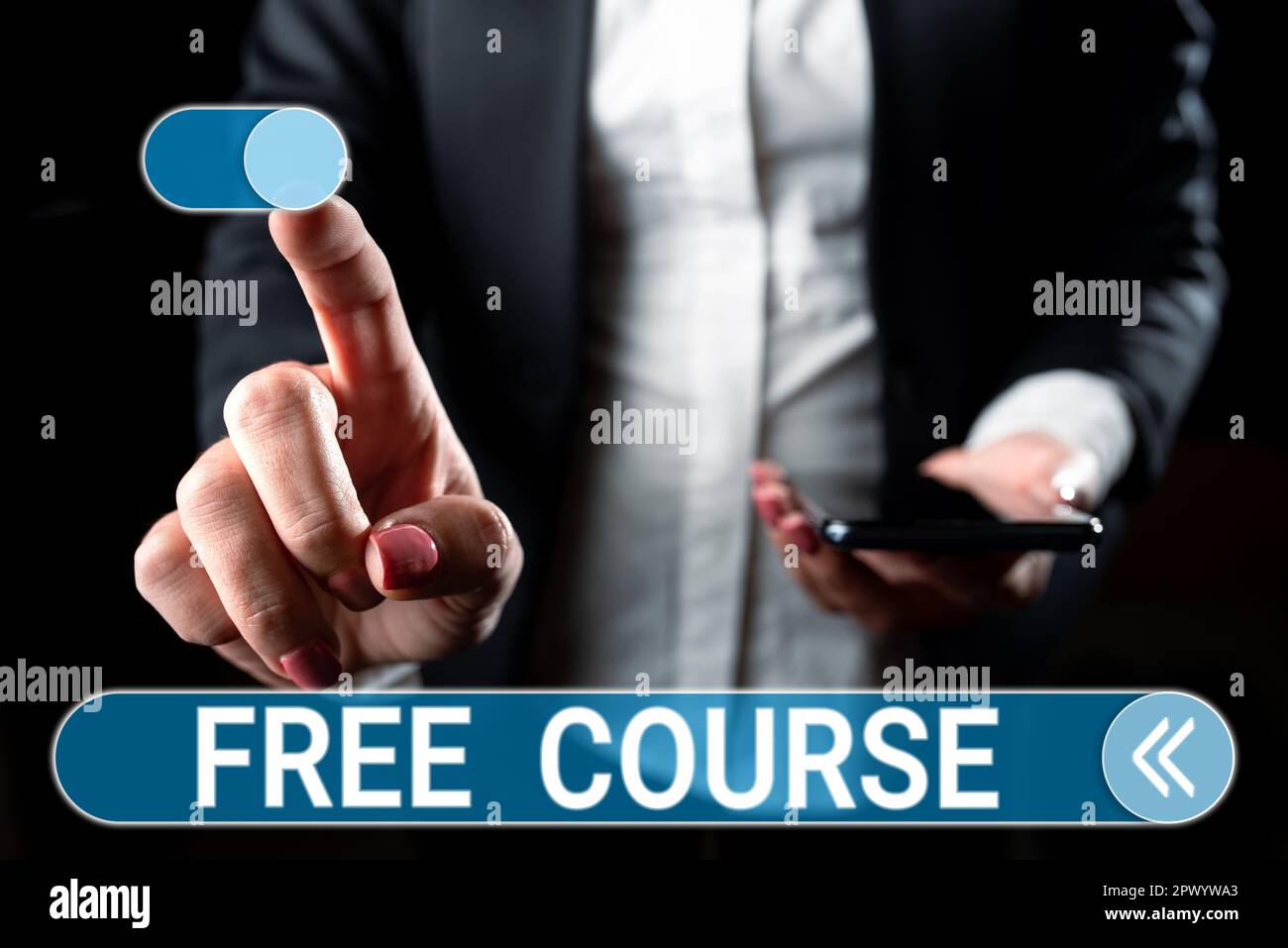 Sign displaying Free Course, Word Written on series of lessons or ...