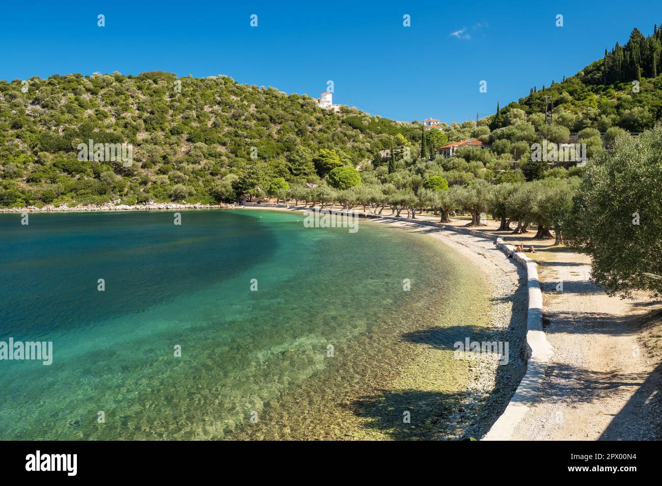 Beautiful Paralia Dexia bay with turquoise sea water on Ithaca island, Greece Stock Photo