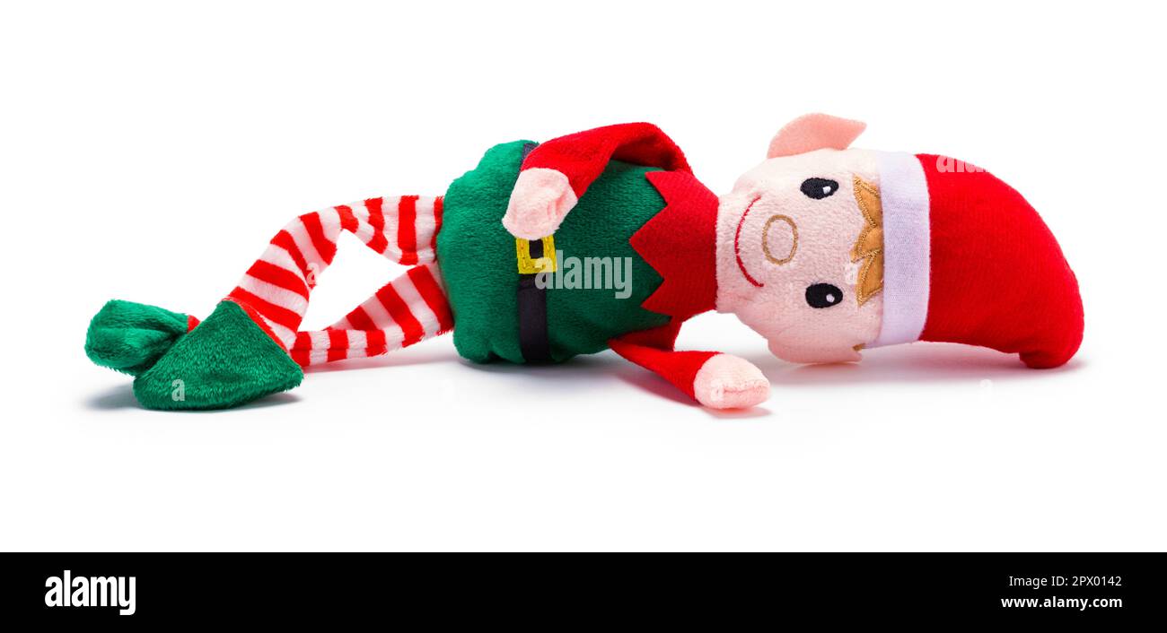 Stuffed Toy Elf Doll Cut Out on White. Stock Photo