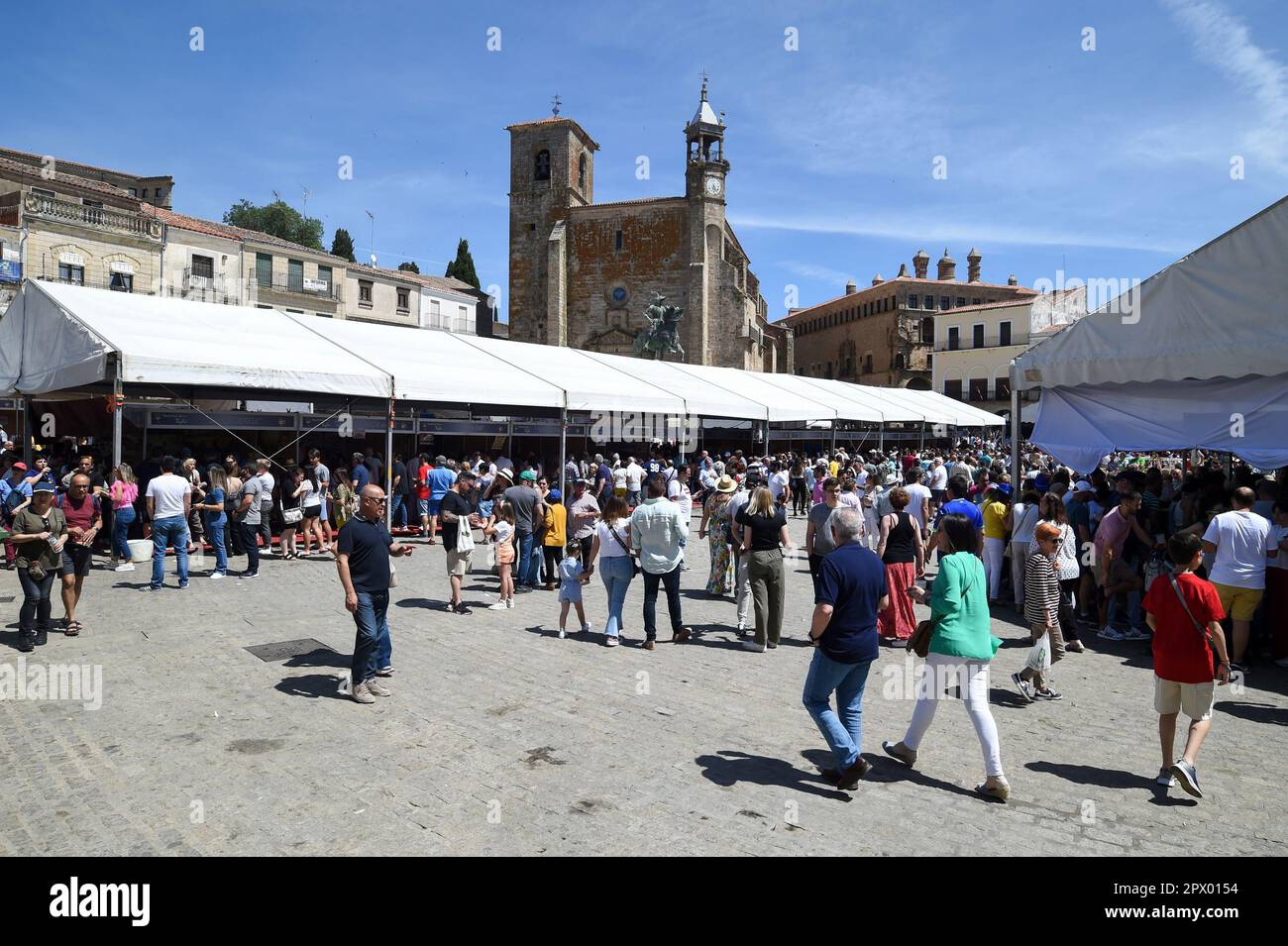 Dozens of people attend the XXXVI Trujillo National Cheese Fair at the Plaza Mayor, on May 1
