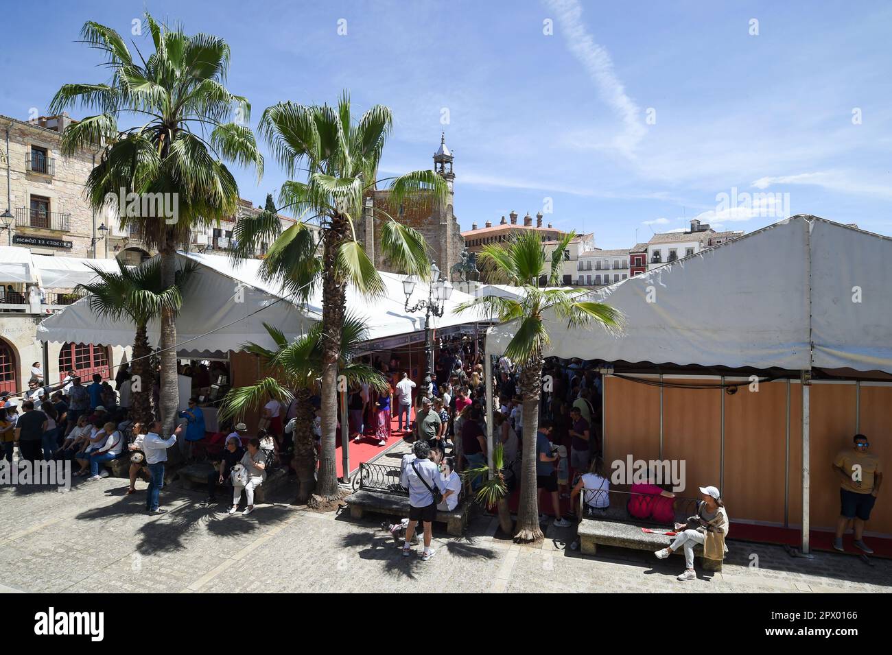 Dozens of people attend the XXXVI Trujillo National Cheese Fair at the Plaza Mayor, on May 1