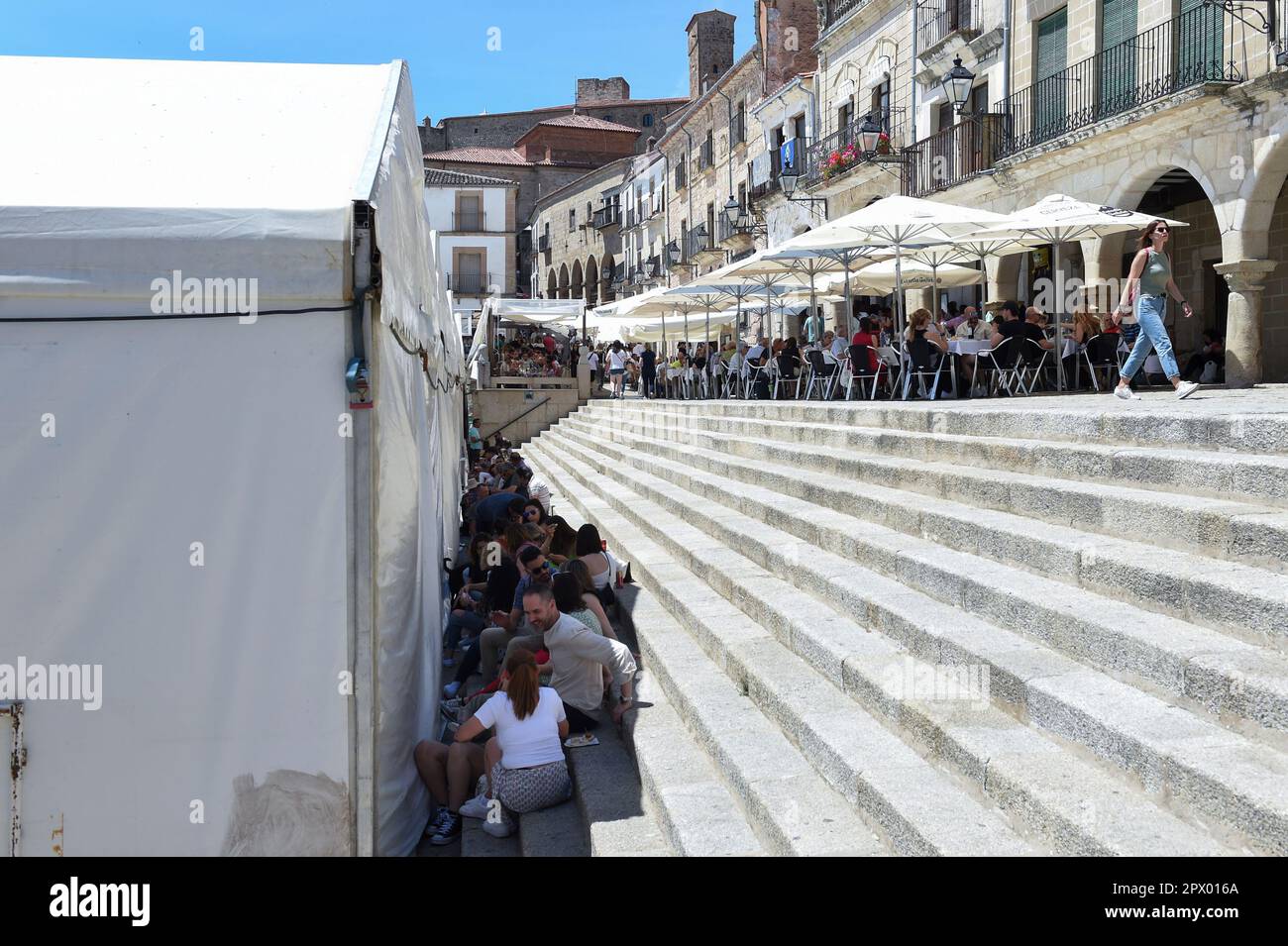 Dozens of people attend the XXXVI Trujillo National Cheese Fair at the Plaza Mayor, on May 1