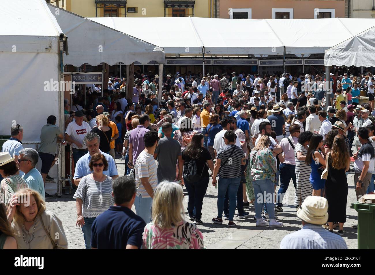 Dozens of people attend the XXXVI Trujillo National Cheese Fair at the Plaza Mayor, on May 1