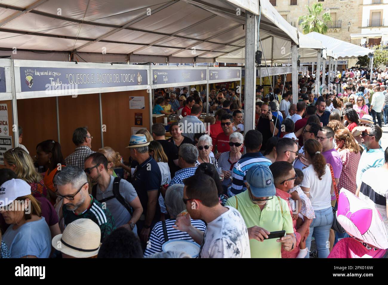 Dozens of people attend the XXXVI Trujillo National Cheese Fair at the Plaza Mayor, on May 1