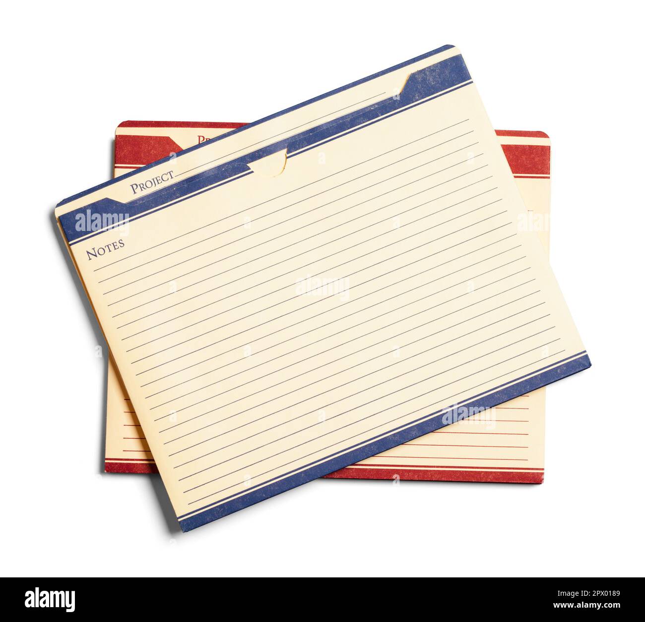Two Project File Folders Cut Out on White. Stock Photo