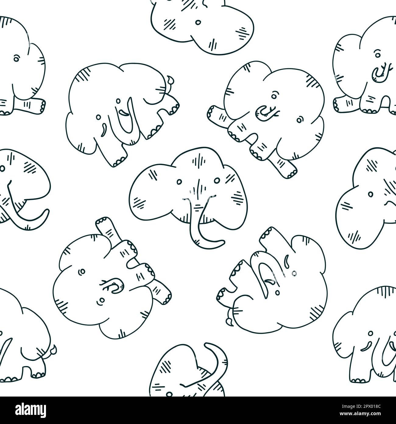 Elephants seamless pattern. Vector illustration in cartoon flat style ...