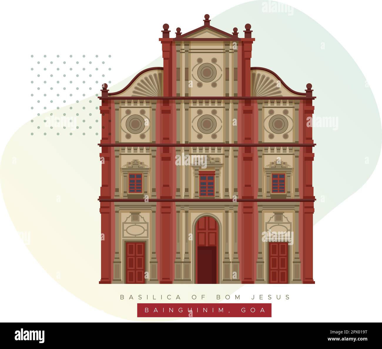 Basilica of Bom Jesus - Goa - Stock Illustration as EPS 10 File Stock Vector