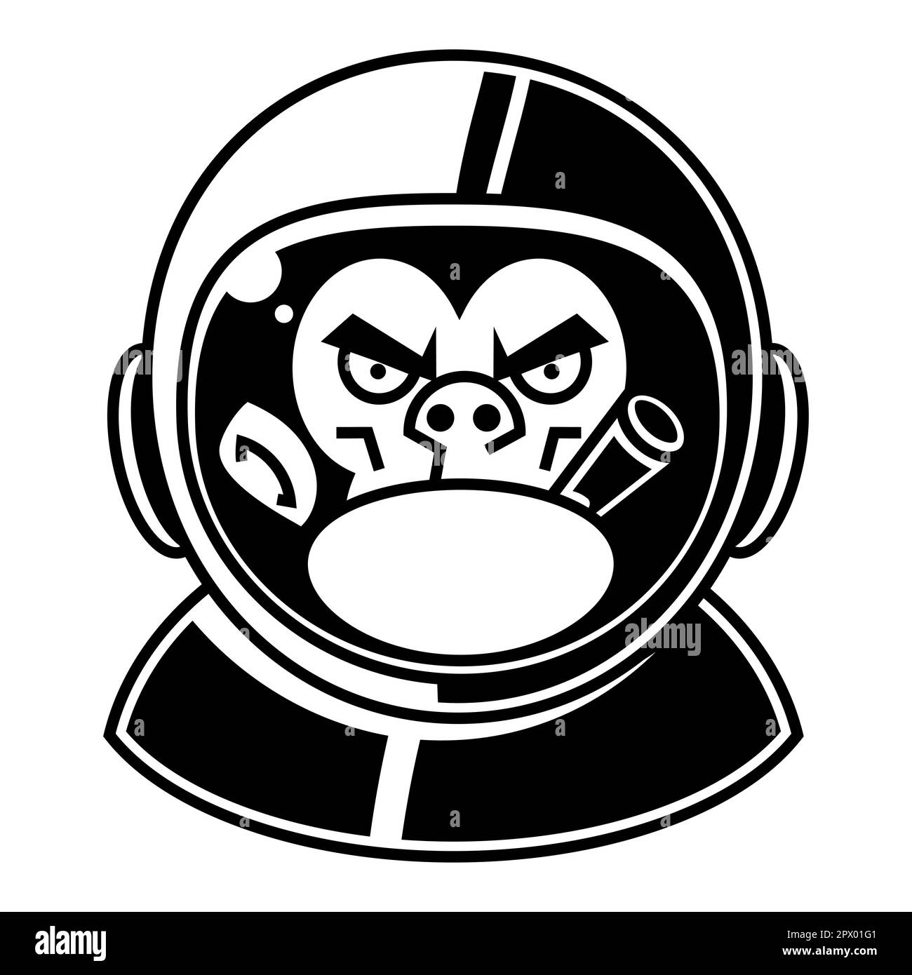 Vector illustration of a funny chimpanzee in an astronauts suit, smoking a cigar Stock Vector