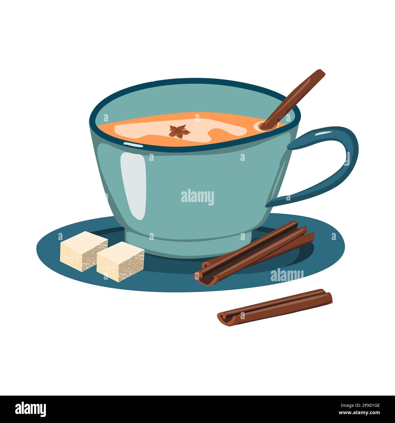 indian masala tea in a cup in a cartoone style Stock Vector