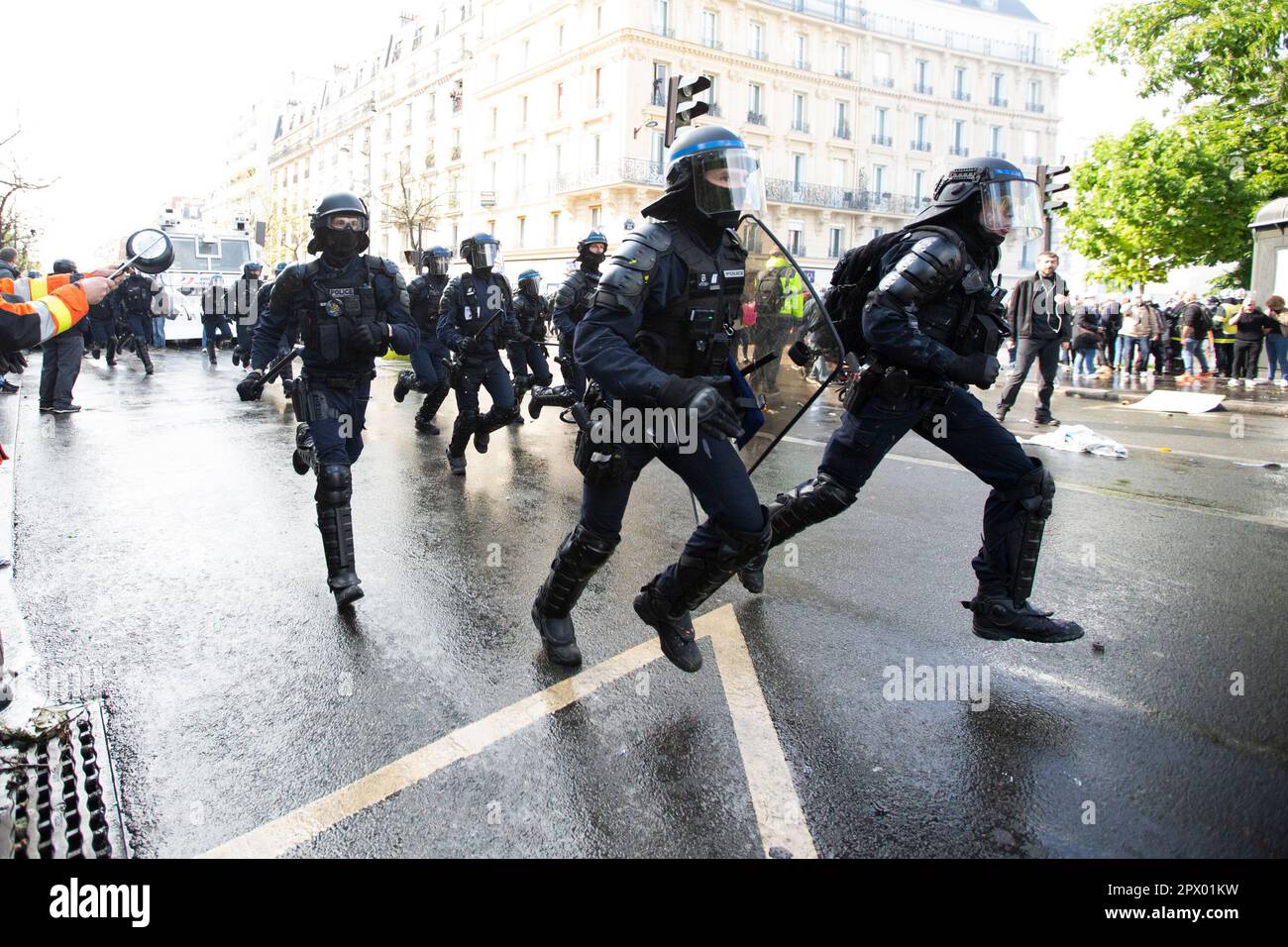 Demonstrators and French Police clash during the Mayday riots on 1st ...