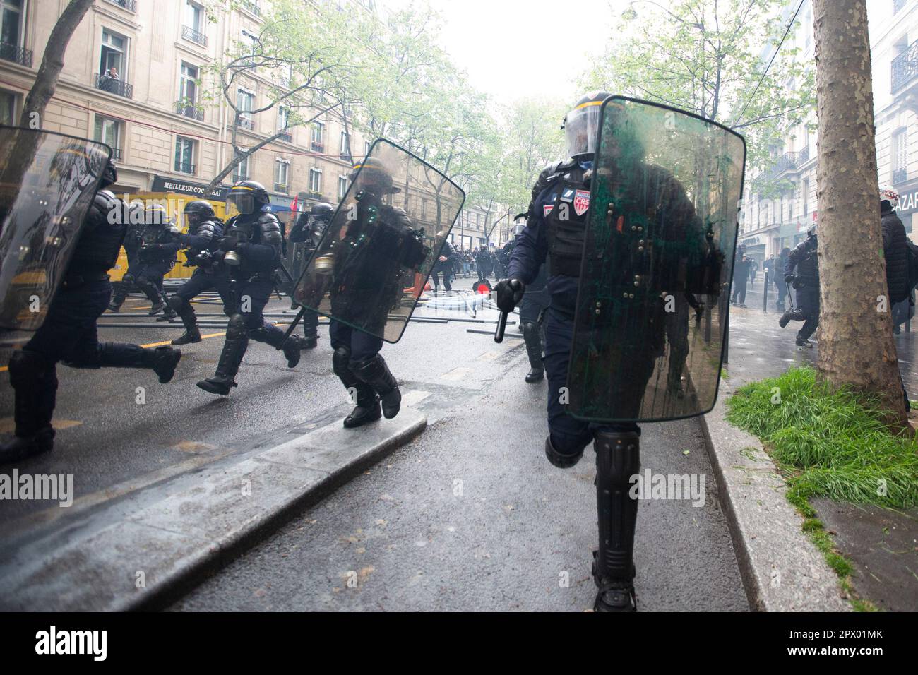 Demonstrators and French Police clash during the Mayday riots on 1st ...