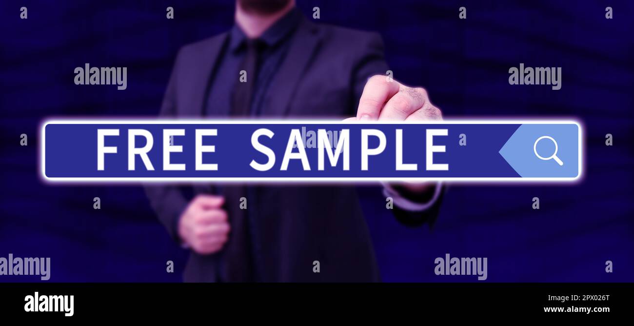 Text caption presenting Free Sample, Business idea portion of products