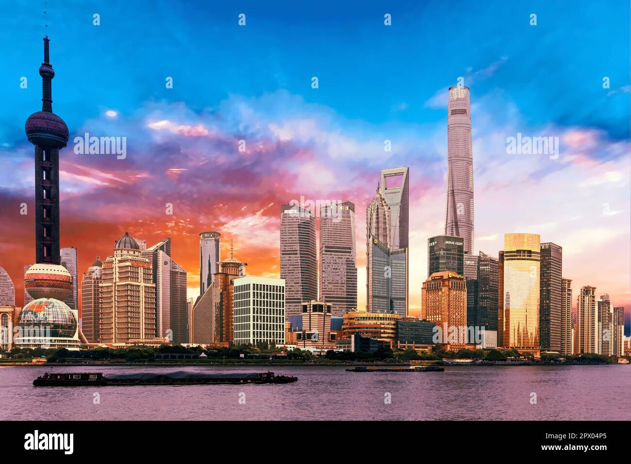 The Shanghai Skyline in China Stock Photo