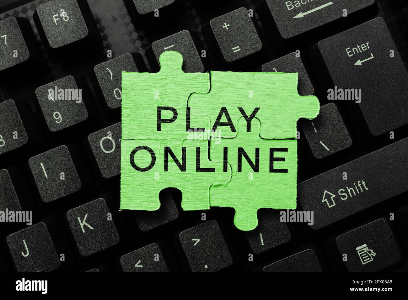 Text caption presenting Play Online, Word for a video game played over ...
