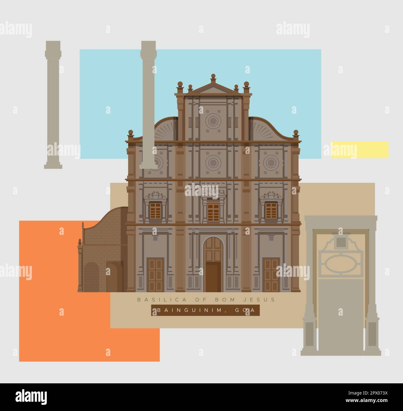 Basilica of Bom Jesus - Goa - Stock Illustration as EPS 10 File Stock ...