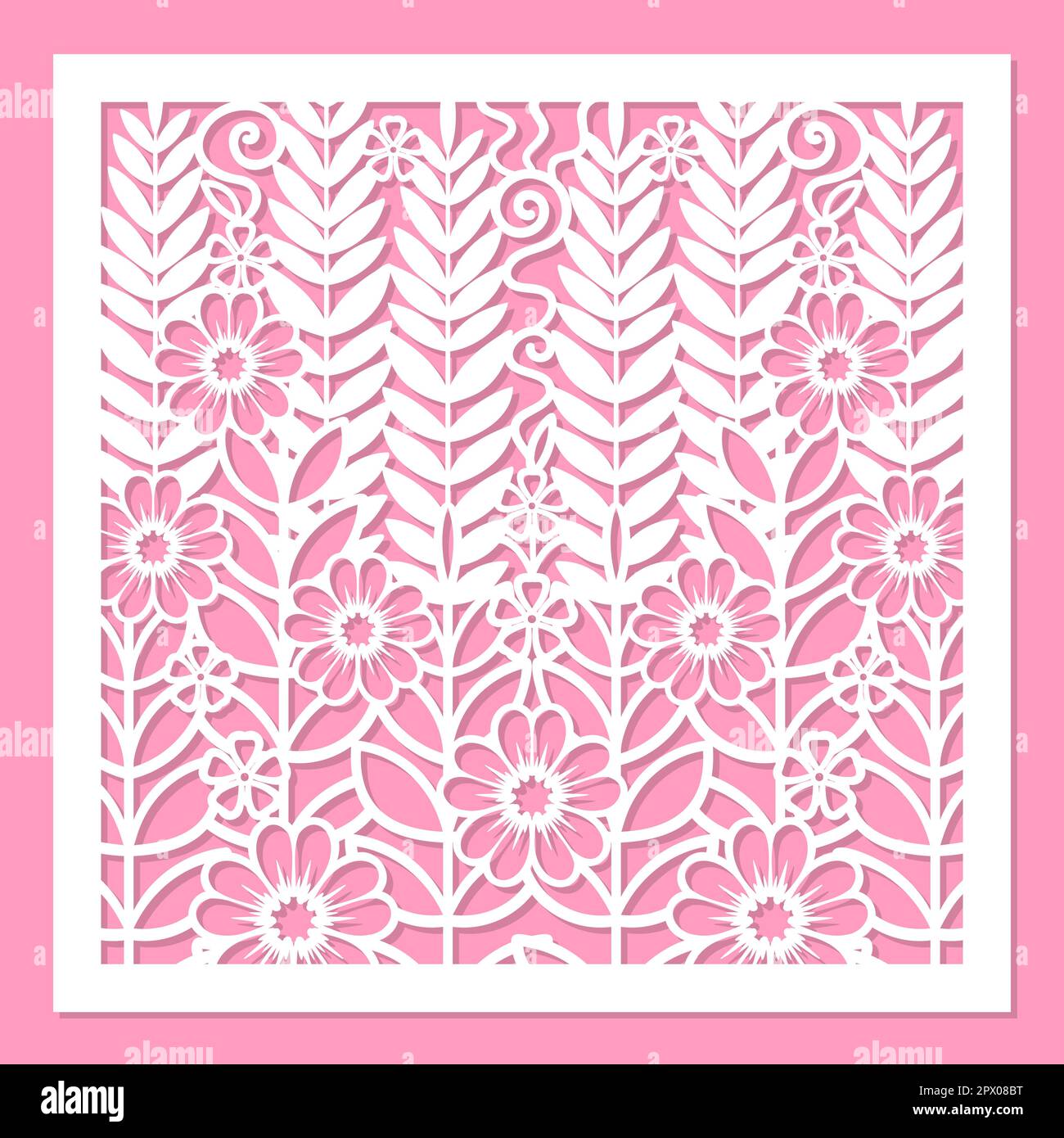 Postcard template with flowers. For laser cutting Vector Stock Vector ...