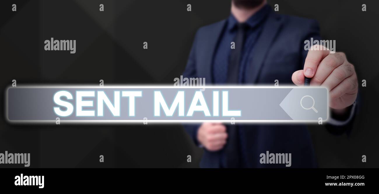 Sent Here Writing displaying text Sent Mail, Business showcase Event where a ...