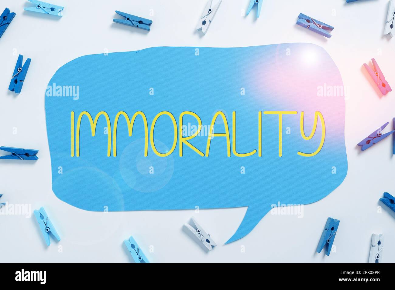 Conceptual caption Immorality, Business idea the state or quality of being immoral, wickedness Stock Photo
