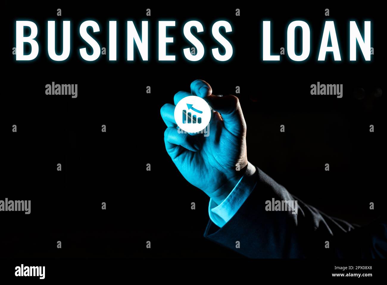 Sign displaying Business Loan, Word Written on Credit Mortgage Financial Assistance Cash Advances Debt Stock Photo