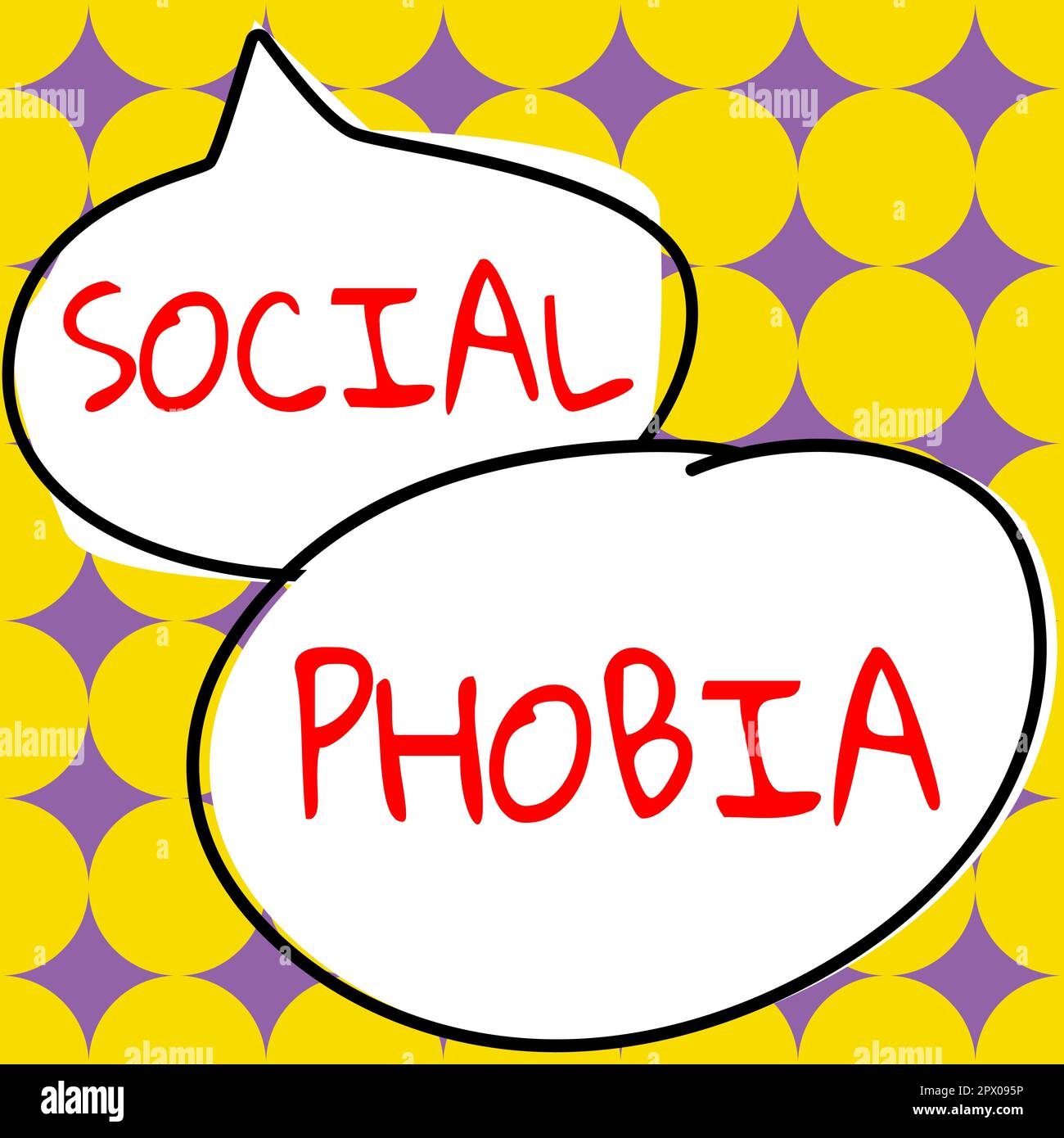 Text caption presenting Social Phobia, Concept meaning overwhelming