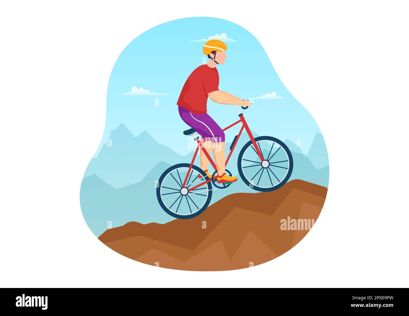 Mountain Biking Illustration with Cycling Down the Mountains for Sports ...