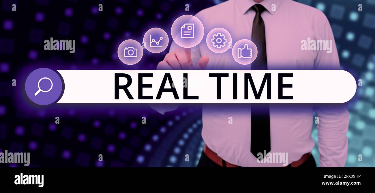 Inspiration showing sign Real Time, Conceptual photo the actual time ...