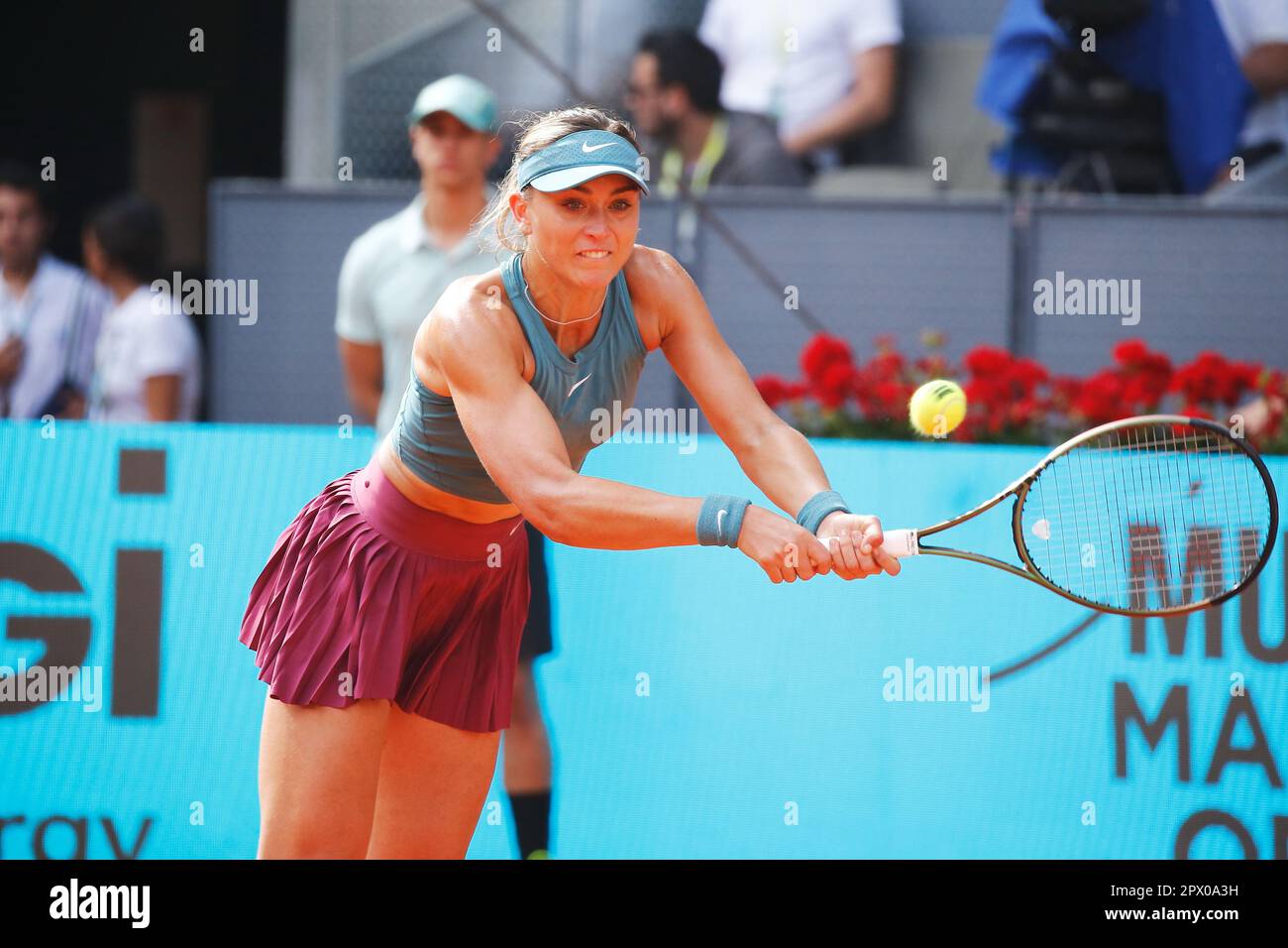 Madrid, Spain. 1st May, 2023. Paula Badosa (ESP) Tennis : Paula Badosa during singles round of 16 match against Maria Sakkari on the WTA 1000 tournaments Mutua Madrid Open tennis tournament at the Caja Magica in Madrid, Spain . Credit: Mutsu Kawamori/AFLO/Alamy Live News Stock Photo