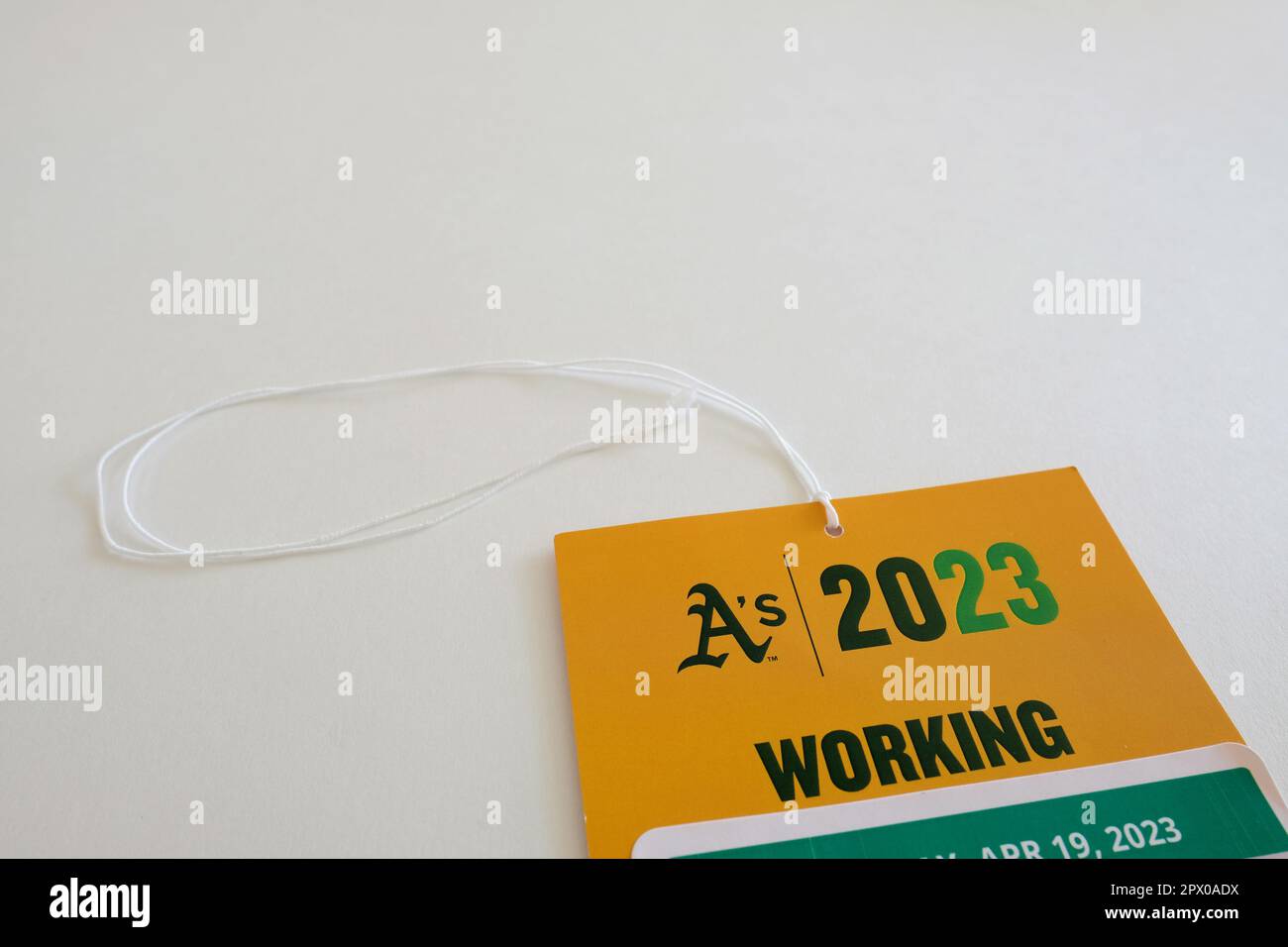 Oakland Athletics day pass for workers issued in 2023 shortly before