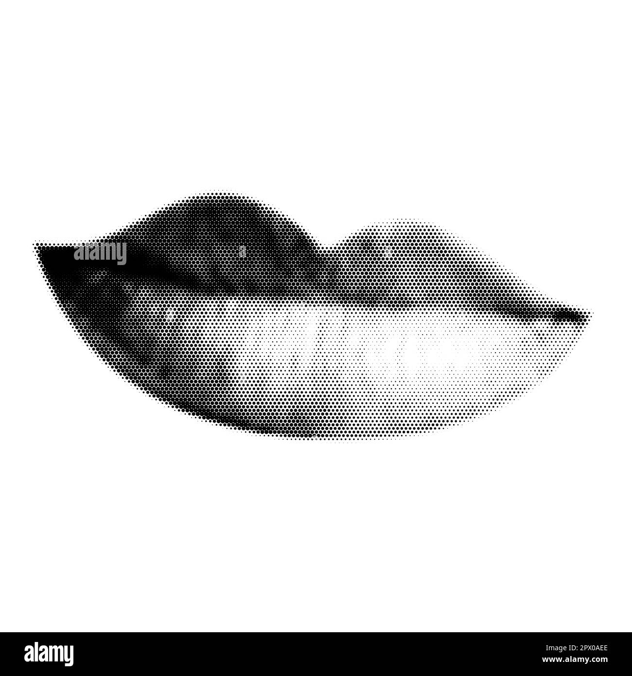 Mouth collage. Design lips in trendy dotted pop art style. Retro