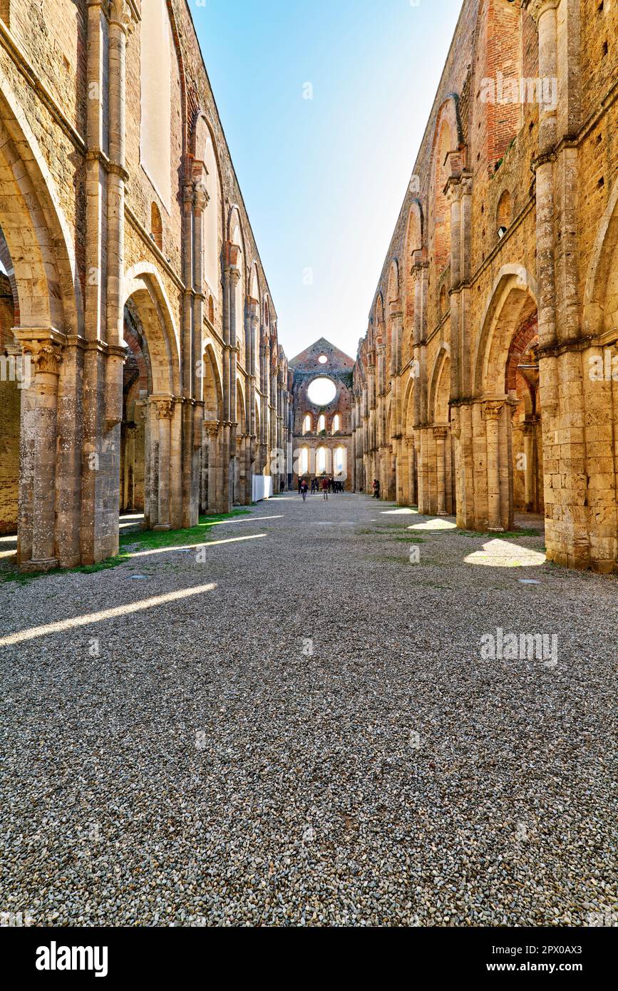 The roofless abbey of Saint Galgano. Siena Tuscany Italy Stock Photo