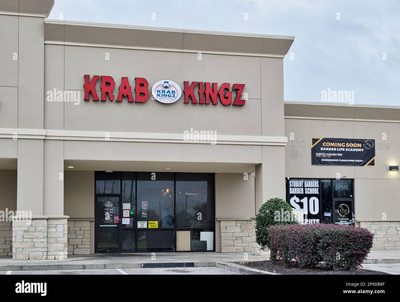 Humble, Texas USA 02262023 Krab Kingz Seafood business exterior in a