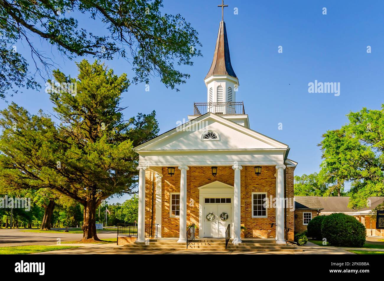 Stockton Presbyterian Church is pictured, April 22, 2023, in Stockton, Alabama. The church was established as Baldwin Presbyterian Church in 1847. Stock Photo