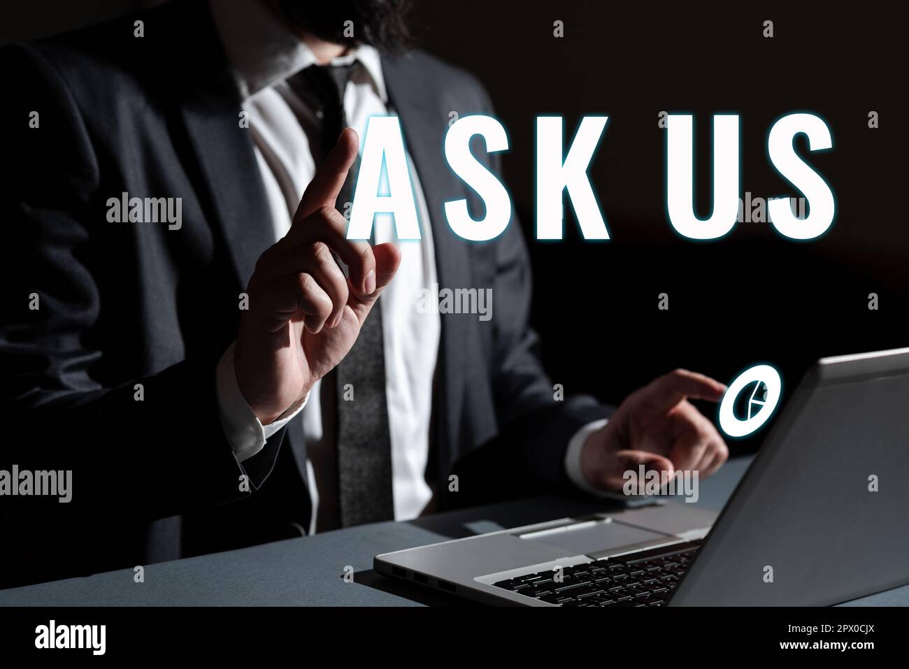 Text sign showing Ask Us, Business idea accepting questions or inquiry from people Will answers any doubts Stock Photo