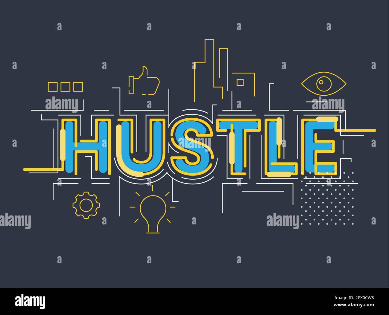 Word Hustle in modern typography Suitable for Wall Graphics Stock