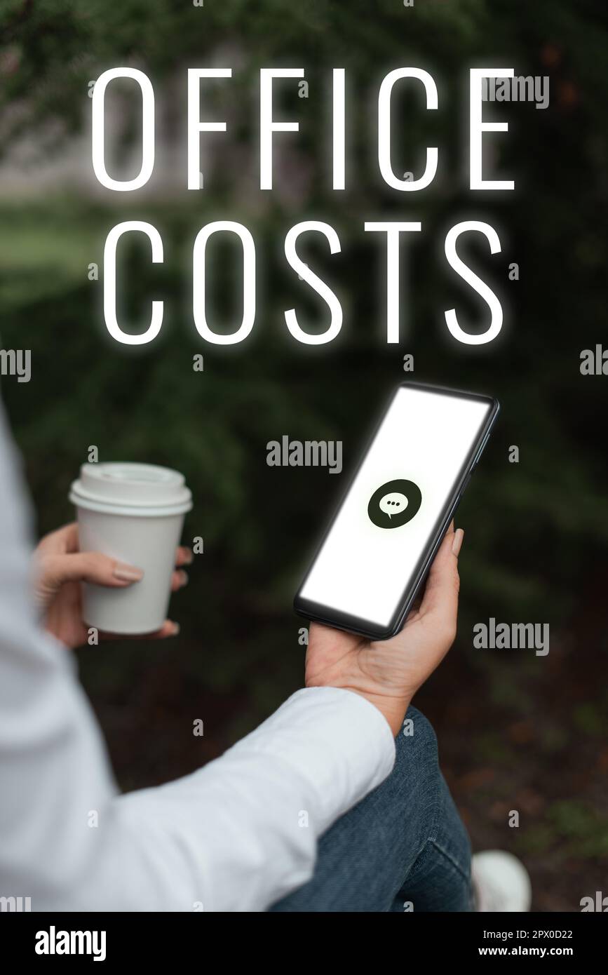 Amount Office Writing displaying text Office Costs, Business overview amount of money ...