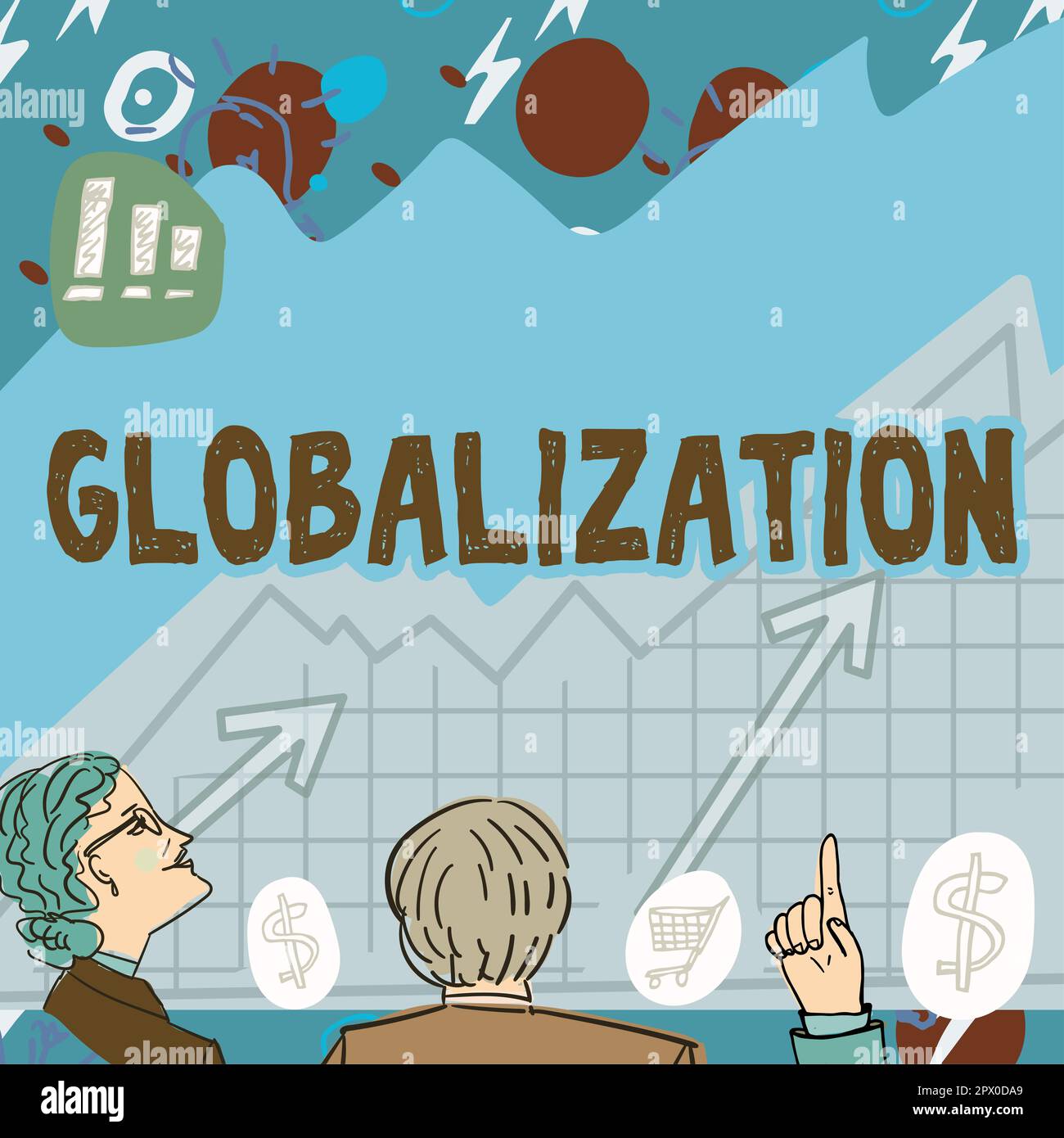 Sign displaying Globalization, Business overview development of an