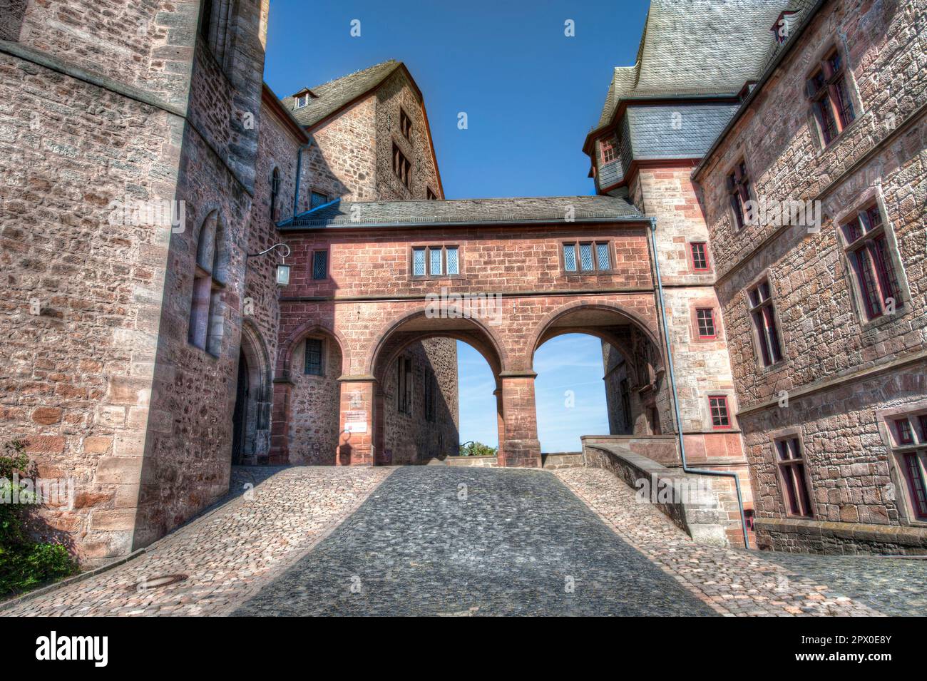 The ramp to the entrance of the Marburg Castle Stock Photo - Alamy
