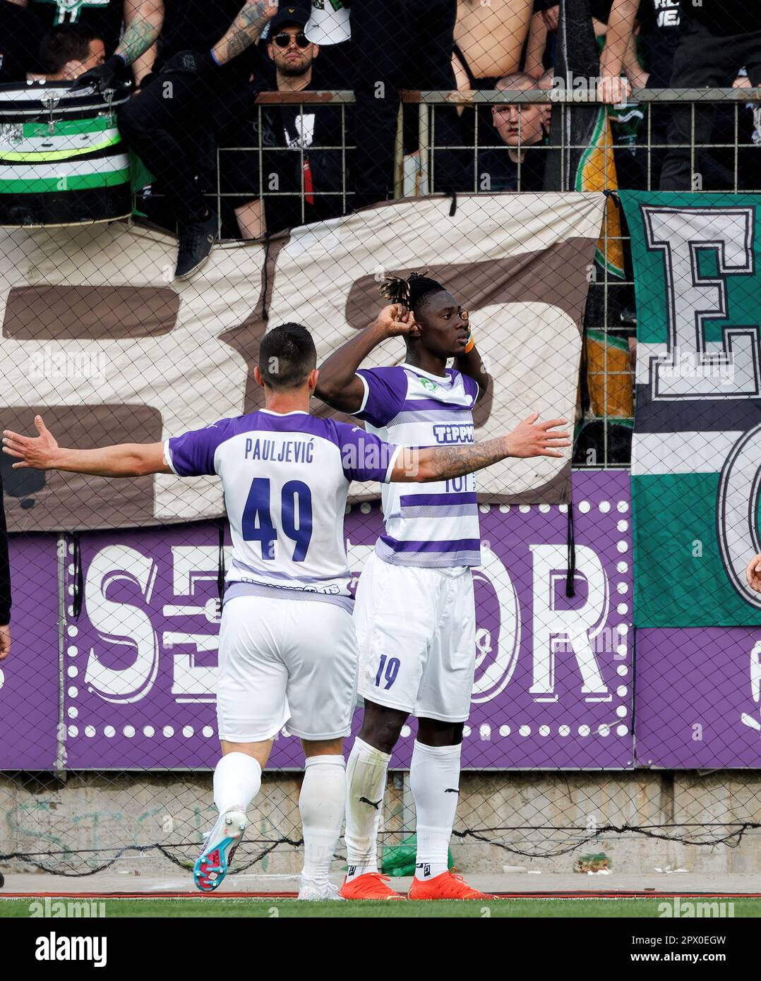 Krisztian Lisztes of Ferencvarosi TC celebrates after scoring a